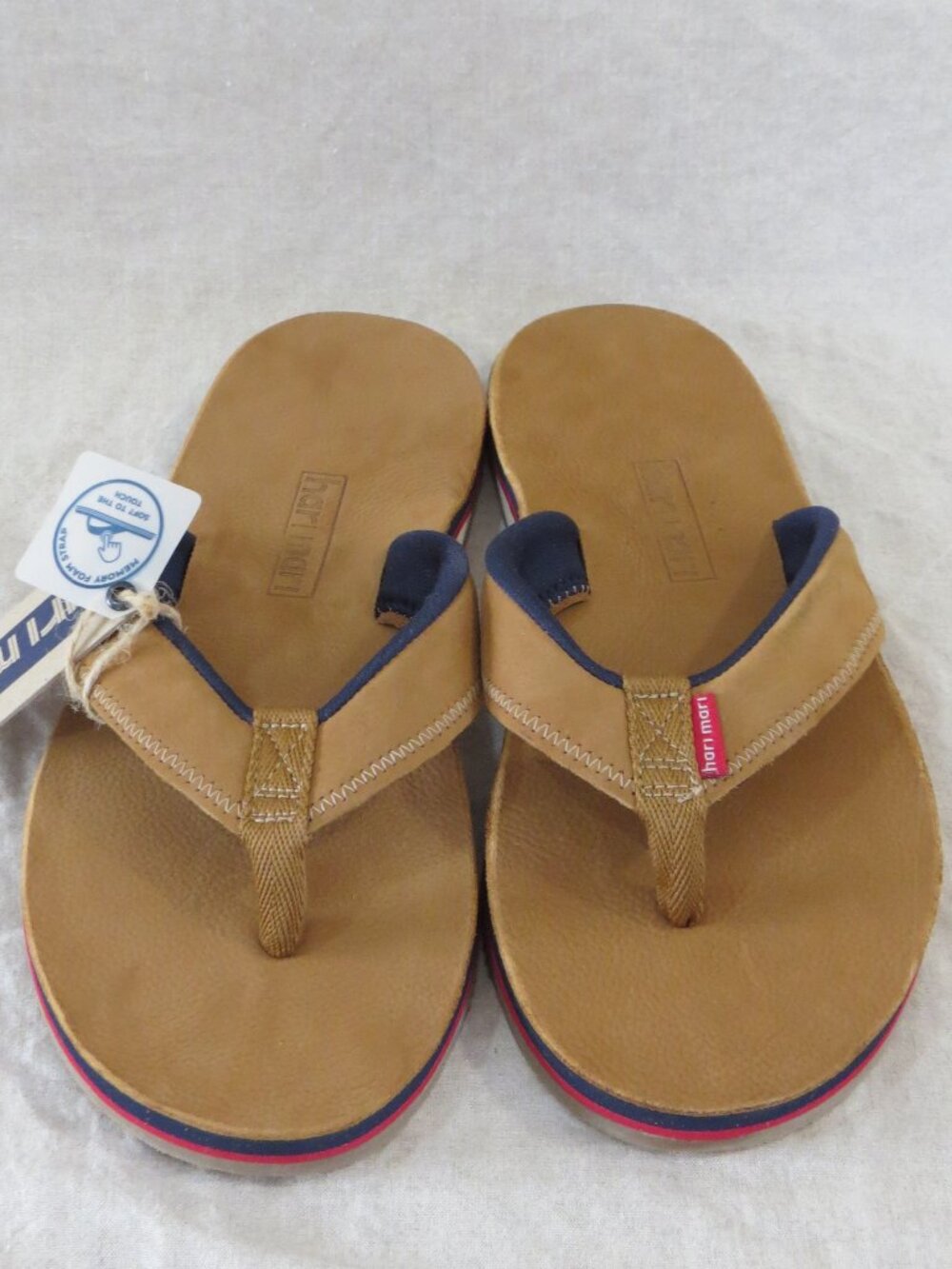 NEW Hari Mari Men's Pier Leather Flip Flops SIZE 10 Tan